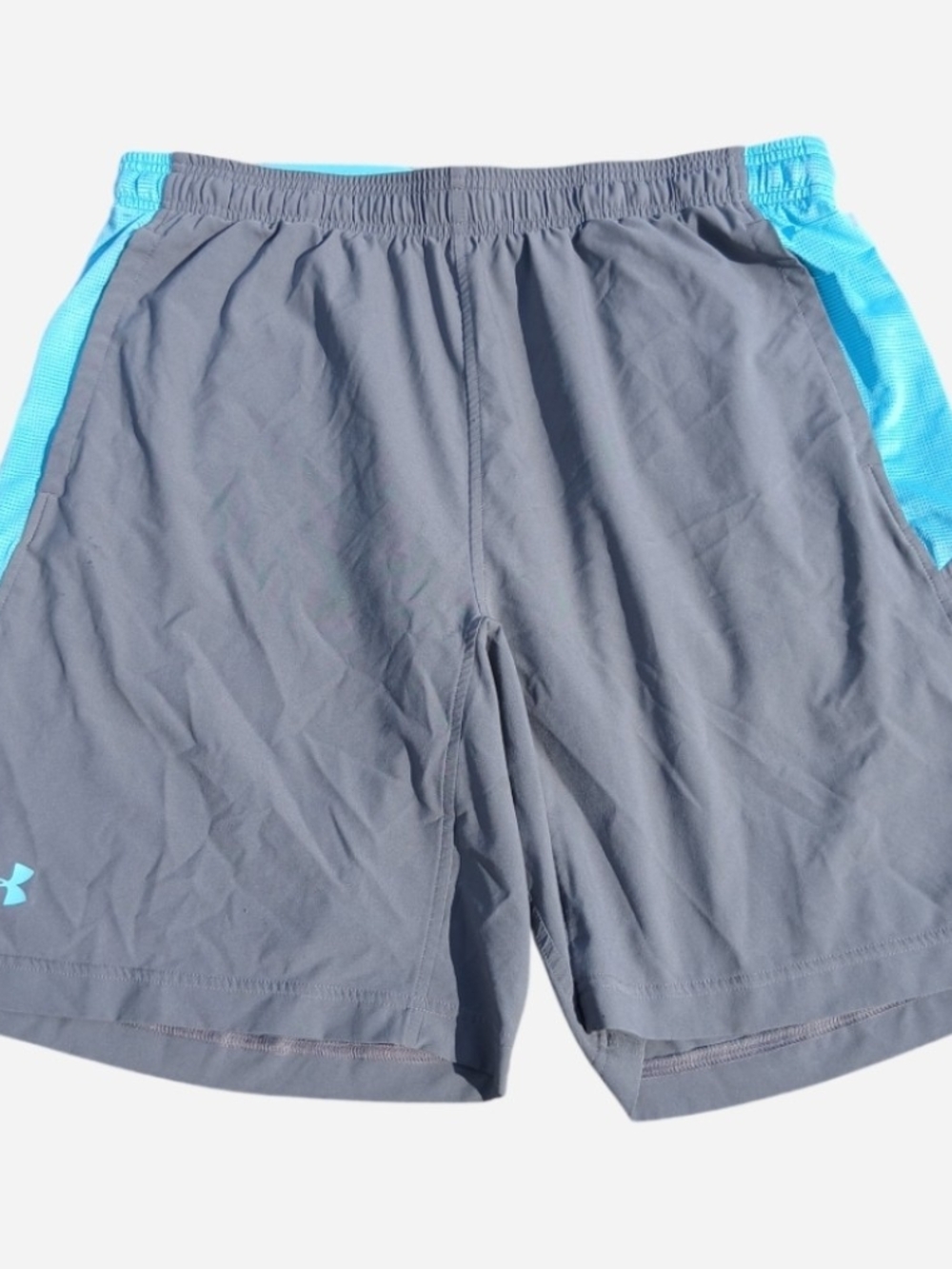 Under Armour Men's Gray Performance Shorts with Blue Trim